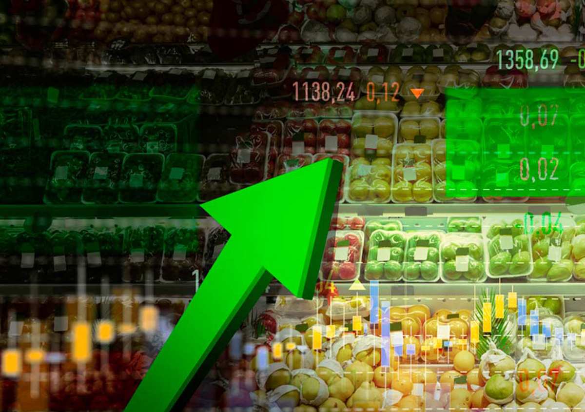 Shopping cart full of produce 