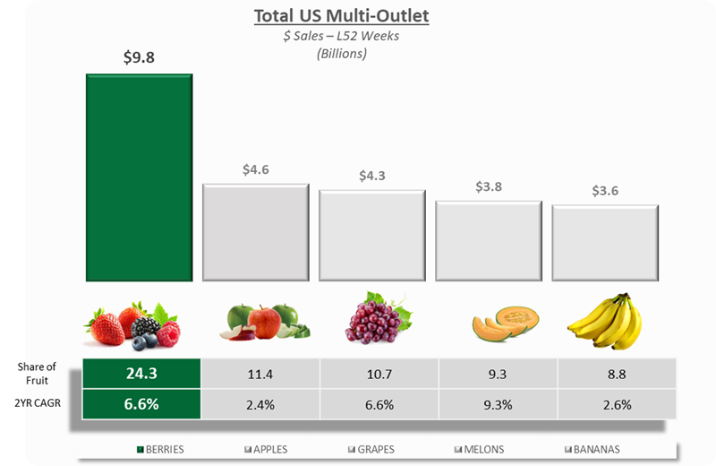 Bar graph of total US multi outlet sales.