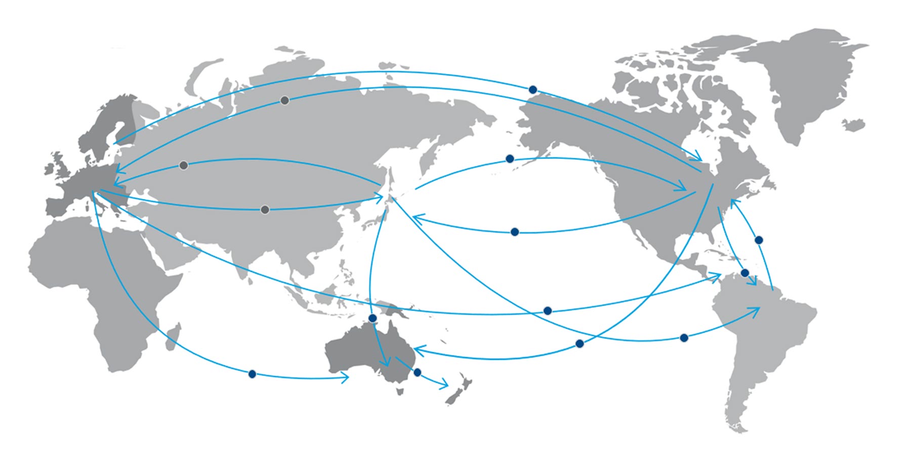Karte der wichtigsten Märkte im globalen Seefrachtnetzwerk von C.H. Robinson