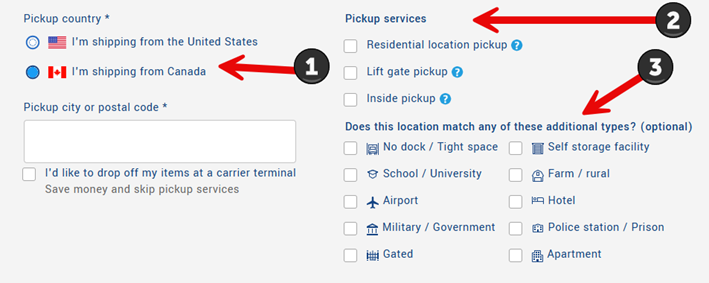 Step 4: Canada freight shipment