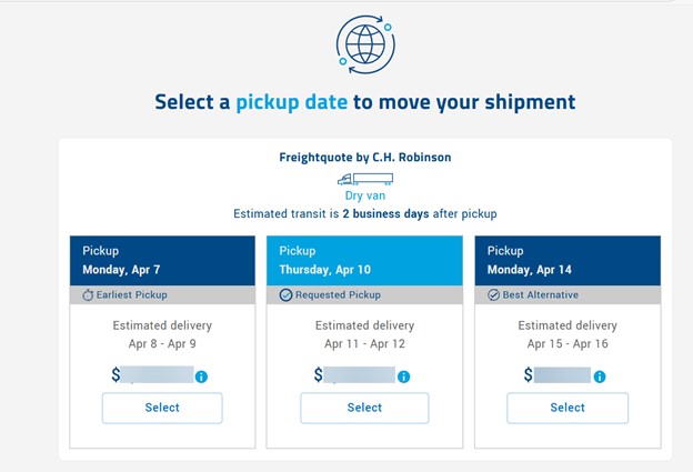 Step 8: Select a pick up date