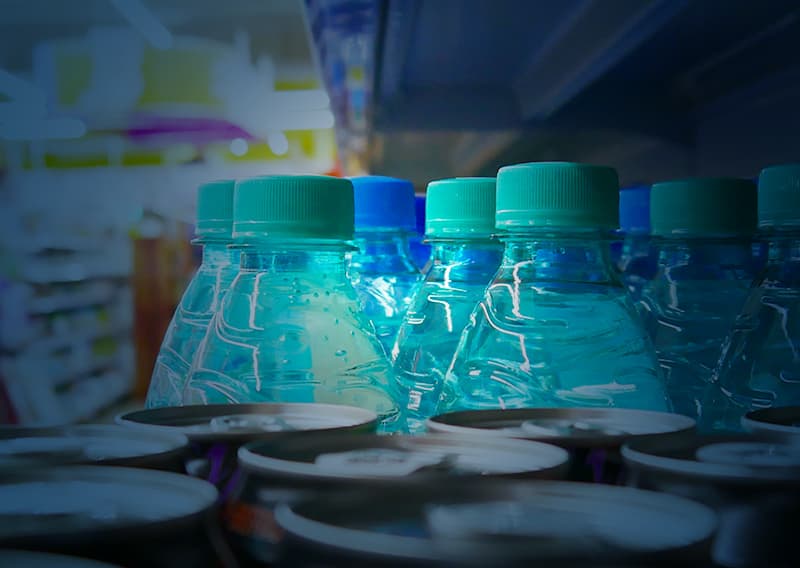 Retail close up of cooler shelf with blue overlay | Retail logistics by C.H. Robinson